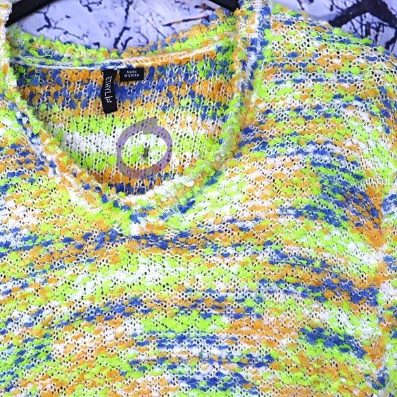 NEON CHENILLE SWEATER XL Ethyl Soft Cozy Spring Fall Pockets Tunic Long Dopamine - Picture 4 of 10